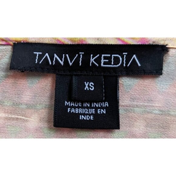 Anthropologie TANVI KEDIA Isaline Gold Pink Embellished Indian Peplum Top Sz XS - Picture 3 of 7